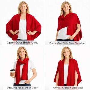 Chico's Red Reversible Travel Wrap Shawl One Size 4 Way Cardigan Scarf NWT